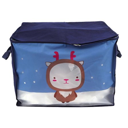 Tøjopbevaring med håndtag, ikke-vævet lynlås, vandtæt, støvtæt opbevaring, sammenklappelig opbevaringsboks til dyner (Navy)