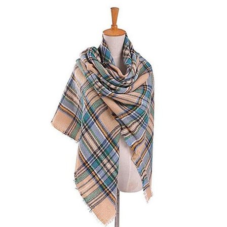 Fashion Ternet Tæppe Halstørklæde Stort Overdimensioneret Langt Halstørklæde til Kvinder Grøn