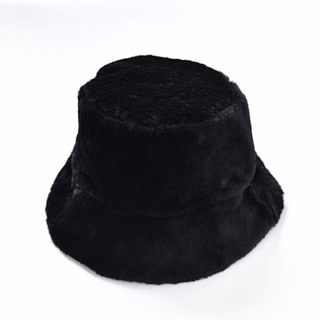 Stilig bøttehatt for kvinner - Myk fuskepels, fluffy, tykk bred brem - Nydelig vintervarm lue for jenter