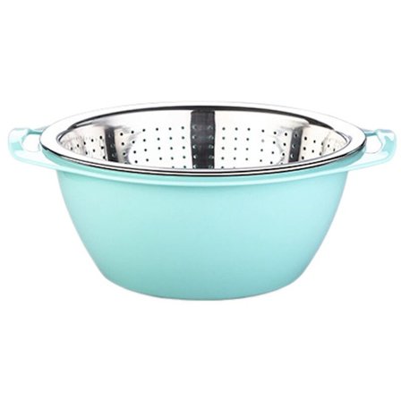 Dubbel dräneringssil för ris, korg, skål, tvätt, kökssil, nudlar, frukt, tvättkorg för ris (23 cm)