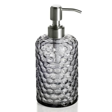 Glas Tvålpump - 473 ml Påfyllningsbar Handtvätt Flytande Tvål, Duschgel, Schampo Lotion Flaska med Borstad Nickel Pump Hållare