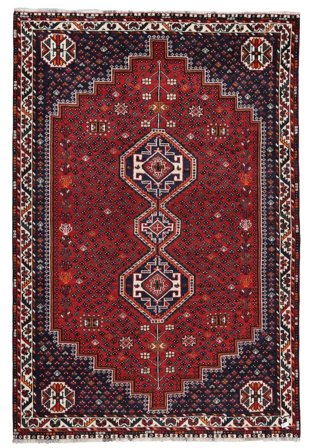Oriental Shiraz Rug 210X310 Black/Dark Red Wool, Persia