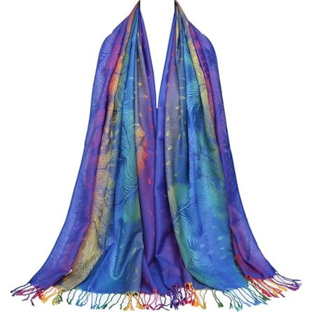 Färgglada blommiga Jacquard-bomulls-pashmina Kvinnors omslagssjal med fransar