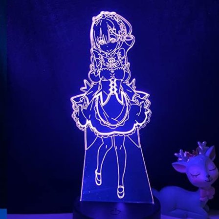 WJ Anime fra Re Zero Starting Life in World Manga Sød Figur Gave Natlys 3D Lampe