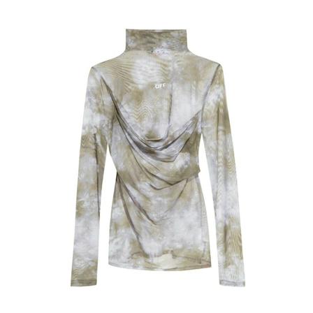 Off White Sheer top with standing collar , Grijs , Dames , Maat: XS