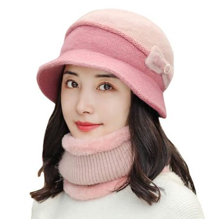 Dammössa halsduk varm mössa stickad ullmössa halsduk mössa