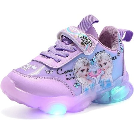 Elsa skor, prinsesskor, flickors lysande skor, barn LED-sneakers, pojkar flickor lätta mesh tygskor cross-training skor casual barnsneakers B Lil...
