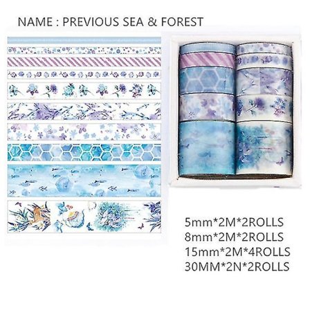 Kawaii skoleartikler klæbebånd | Washi tape Diy skoleartikler - 10 ruller -(hav og skov)