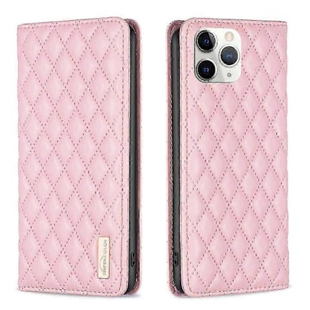 Fodral för iPhone 11 Pro PU Läder Magnetlås Flip Folio Skyddande Fodralhållare (Rosa)