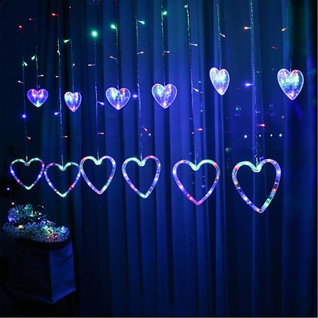 Ulkovalot 110V Sydämenmuotoinen Verhovalo Led-valonauha Ins Jouluvalokoriste