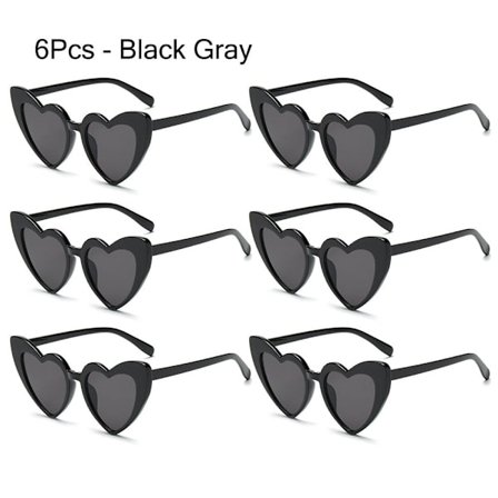 6 stk. Hjerteformede Solbriller Kærlighed Hjerte Solbriller 6 STK - SORT[GP]-tfrf