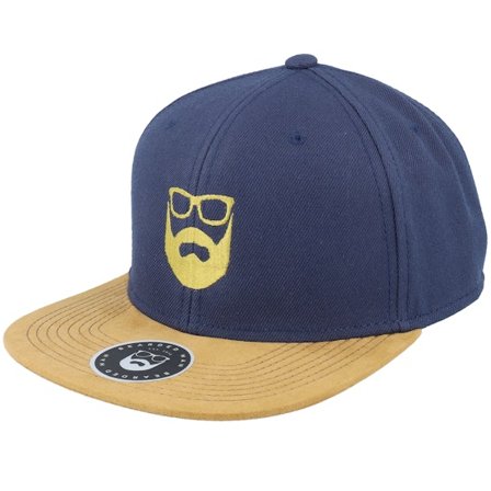 Bearded Man - Sininen snapback Lippis - Logo Navy/Suede Snapback @ Hatstore
