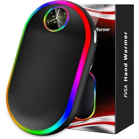 Oppladbare håndvarmere, julegaveideer, 7 farger lys Elektrisk håndvarmer 10000mah