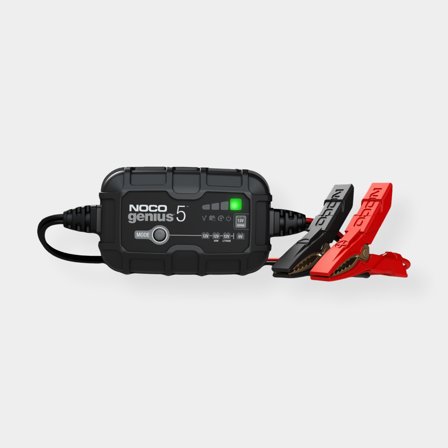 Batterioplader NOCO Genius 5, 120 - 230 V, 6 - 12 V, 5 A / time, med kabel + batteriklemmer
