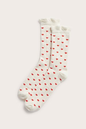 Kappahl | Strumpa med hjärtmönster Offwhite 34/36 | Offwhite