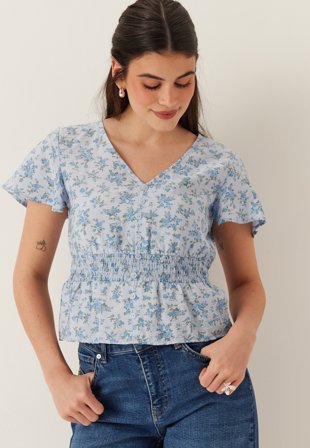 VERO MODA - Vmjosie Ss V-neck Short Smock Top - Kläder - - Bubbleroom