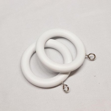 Bulk Hardware Træ Gardineringsstangsringe, Indvendig Diameter 45 mm, Udvendig Diameter 65 mm, Hvid, Pakke med 10, Egnet til Gardiner op til 40 mm 