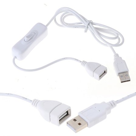 USB-kabel med strömbrytare, 1m, vit, 1-pack