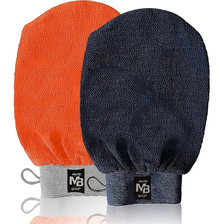 2x Gant Exfoliant, Gant De Crin, Gant Hammam, Naturlig Och Effektiv Gommage, Kropp Och Ansikte Kvinna Och Man, Rengör Och Renar Huden Och Eliminerar C