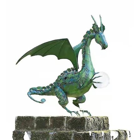 Grøn Drage Statue Med Solar Perle