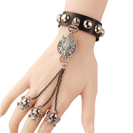Armbåndshanske Armbånd Punk Rock Stil Halloween Mann Hodeskalle Pigghanske Lær