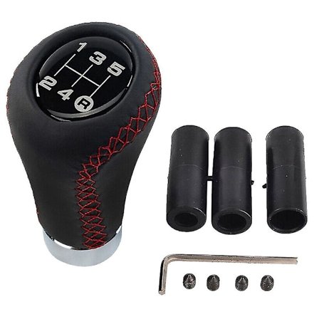 5-växlad läderväxelknopp för bil, växelspak, knopp, passar de flesta manuella fordon