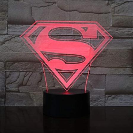Superman Batman Logo USB 3D LED nattlys Tegneserie Superhelt Gutter Barn Bursdagsgaver Bordlampe Nattbord