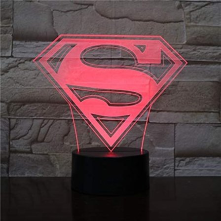 Superman Batman Logo USB 3D LED Natlampe Tegneserie Superhelt Drenge Børn Fødselsdag Gaver Bordlampe Sengelampe