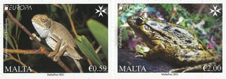 Malta - EUROPA 2021 Truet nationalt dyreliv - Postfrisk sæt 2v
