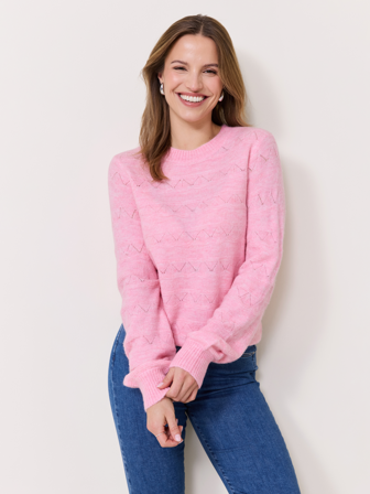 MATCH - Iris pointelle genser - Va Vite - Str. XXL - Dame - Gensere & Cardigans - Rosa - 63% akryl, 21% nylon - resikulert, 10% ull, 5% alpakka og 1% 