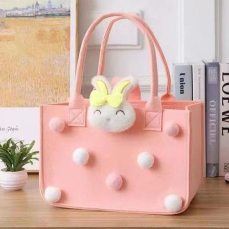 Candy Color Rund Bucket Filt Håndtaske 30X20X18CMB B 30x20x18cmB