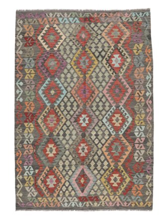 Kelim Afghan Old Style Matta 179X259 Svart/Brun Ull, Afghanistan
