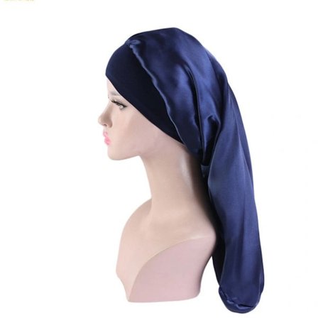 Satenghette for kvinner, satengkantbeskyttelse og fleksibel, tettsittende passform for langt hår, spesialdesignet med doble lag sateng for håret