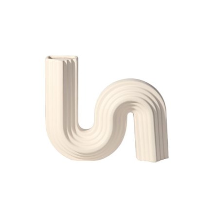 1 stk. Vridbar estetisk vase, kul S-formet vase, enkel geometrisk form, kunstdekorasjon, håndlaget bryllupsbursdagsjulegave (hvit)