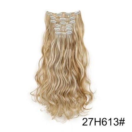 Syntetiska 24 tum 16 clips långt lockigt hårförlängning Värmebeständigt hårförlängningsklämmor i ombre svart brun blond kvinnor