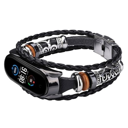 Xiaomi Mi Band 5 retro ethnic bead watch band - Black