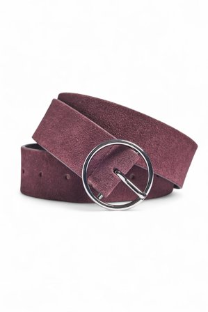 Premium Selection Riemen mit runder Schnalle aus Wildleder - Gürtel - Burgundy - M / L