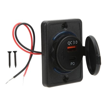 18W PD Bil Laddare Adapteruttag QC3.0 USB Snabbladdning Universal för Ingång 12‐24V Bil Husbil Elektrisk Utrustning
