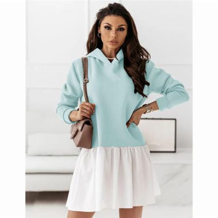 Vinter Kvinnor Elegans Fake Two Hedging Dress Casual Långärmad
