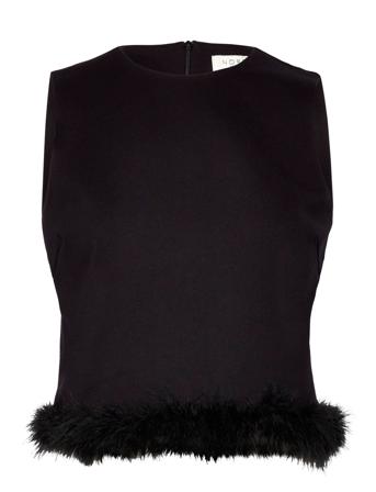 Feather Top Party Tops Sleeveless Svart NORR*Betinget Tilbud