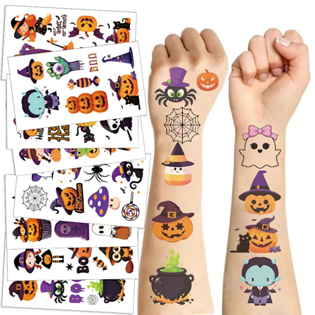 10 Lakan Halloween Pumpor Tatuering Klistermärke Tillfällig Fake Tatuering