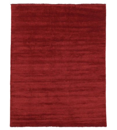 Tappeto Di Lana Monocromatico Handloom Fringes Rosso Scuro