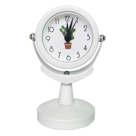 Radiovekkerklokke RF-klokke Analog alarm bordklokke Skala-fri vekkerklokke - Hvit, 6 x 9,5 cm