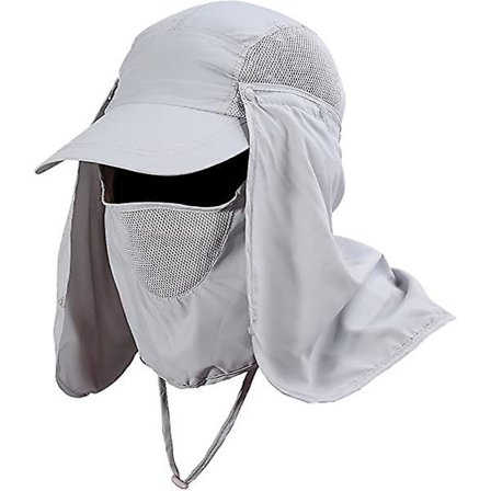Avtagbar solskydd hatt 3 i 1 Full Face Cap Anti UV Full Face Neck Protection Andningsbar Snabbtorkande för utomhusfiske Vandring (Färg: Grå)