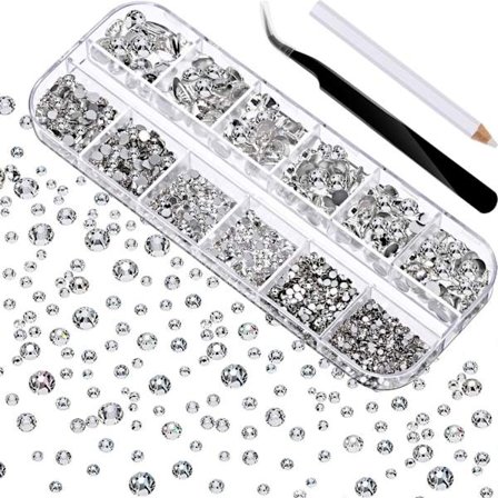 2000 st platta bakre ädelstenar 6 storlekar (1,5-6 mm) runda kristallrhinestones
