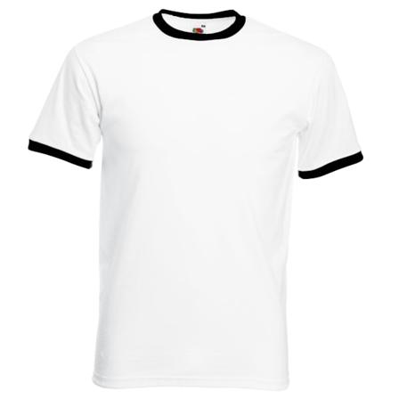 Fruit Of The Loom Herr T-shirt med ringad kort ärm M Vit/Svart White/Black M
