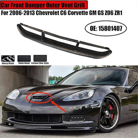 Auton etupuskurin ulompi tuuletusritilä 2006-2013 Chevrolet C6 Corvette GM GS Z06 ZR1 -malleihin, ylempi säleikkö, korisarjan vaihto 15801407