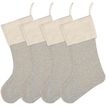 4 stycken julklappsstrumpor i säckväv för öppen spis, DIY