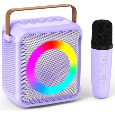 Karaokeleker for barn og voksne med 2 mikrofoner, bærbar karaokemaskin, gaver til barn i alderen 3-18 år Lilla 1 mikrofon