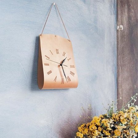 Vintage læder vægur, moderne dekorativt lydløst vægur, kunstnerisk og kreativt vægur, egnet til hjemmet, kontoret, skolen, soveværelset.